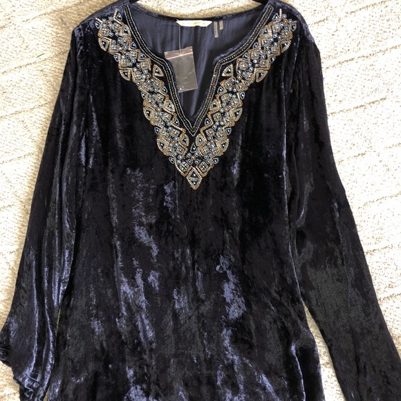 Soft Surroundings blue velvet tunic - Picture 1 of 16